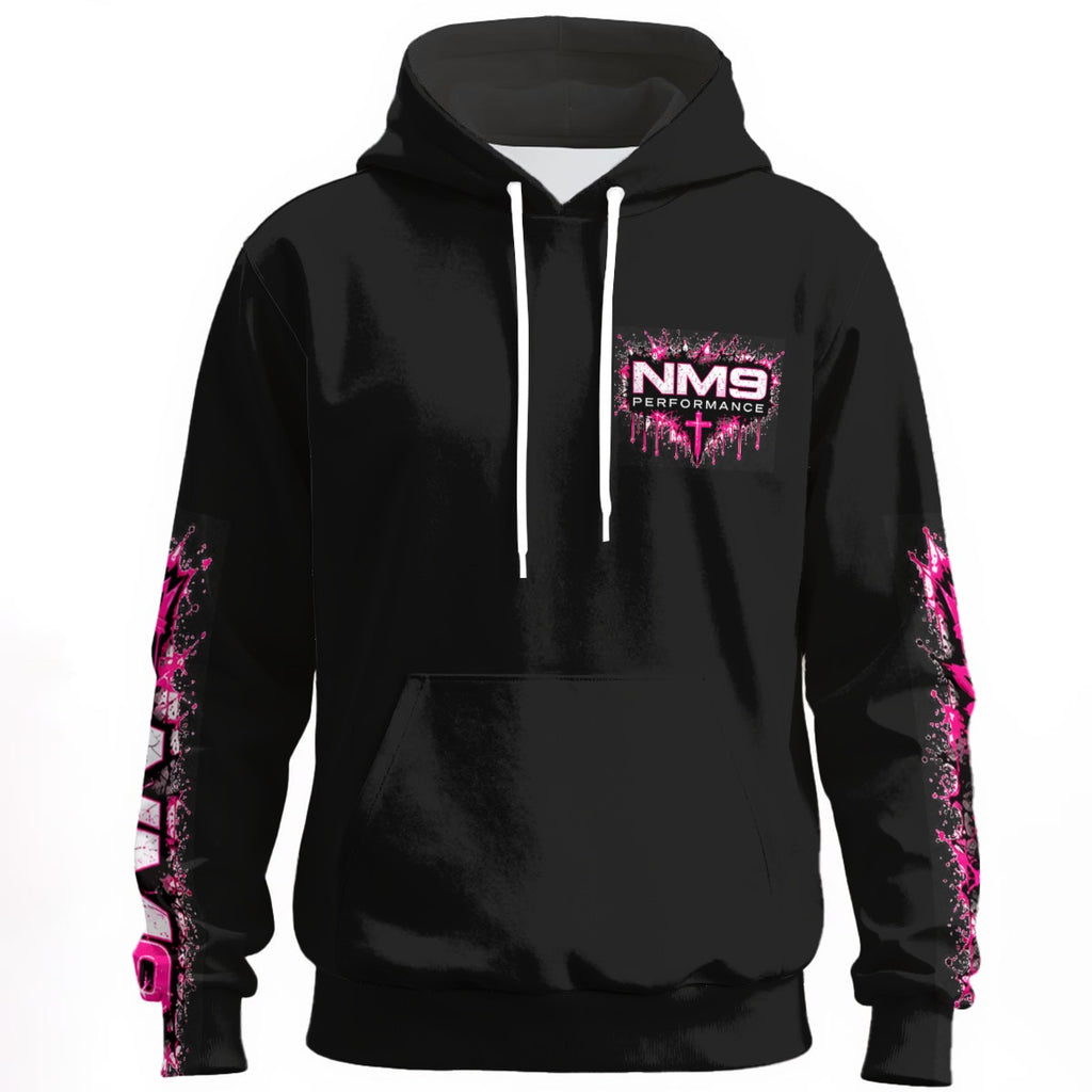 NM9 Pink Collection Hoodie | Built Different Chest | Black
