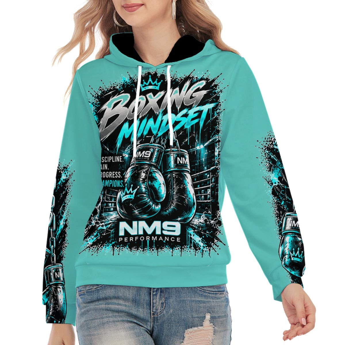 NM9 Ice Collection Hoodie | Boxing Mindset Series | Ice Teal