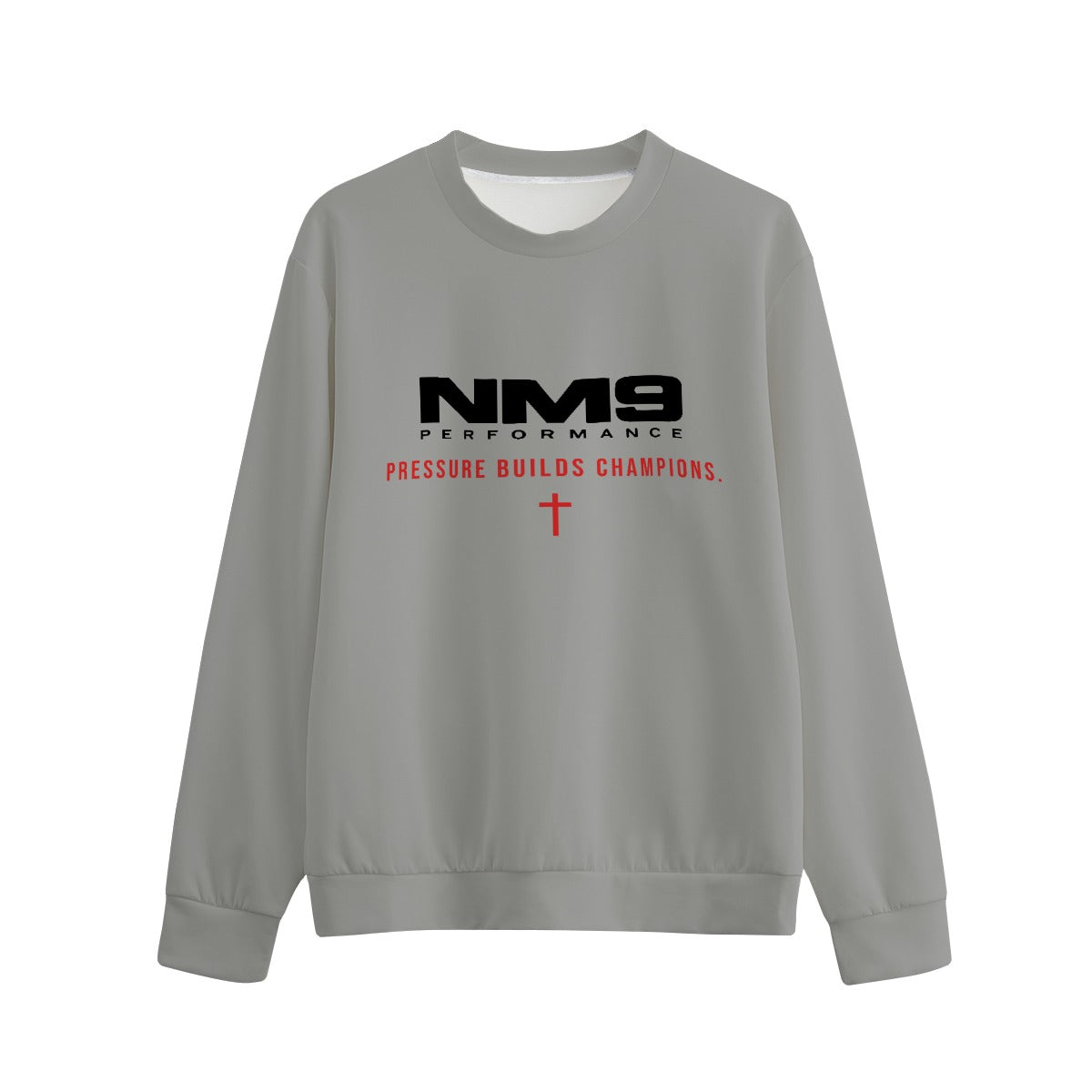 NM9 Performance Crewneck | Pressure Builds Champions | Heather Grey