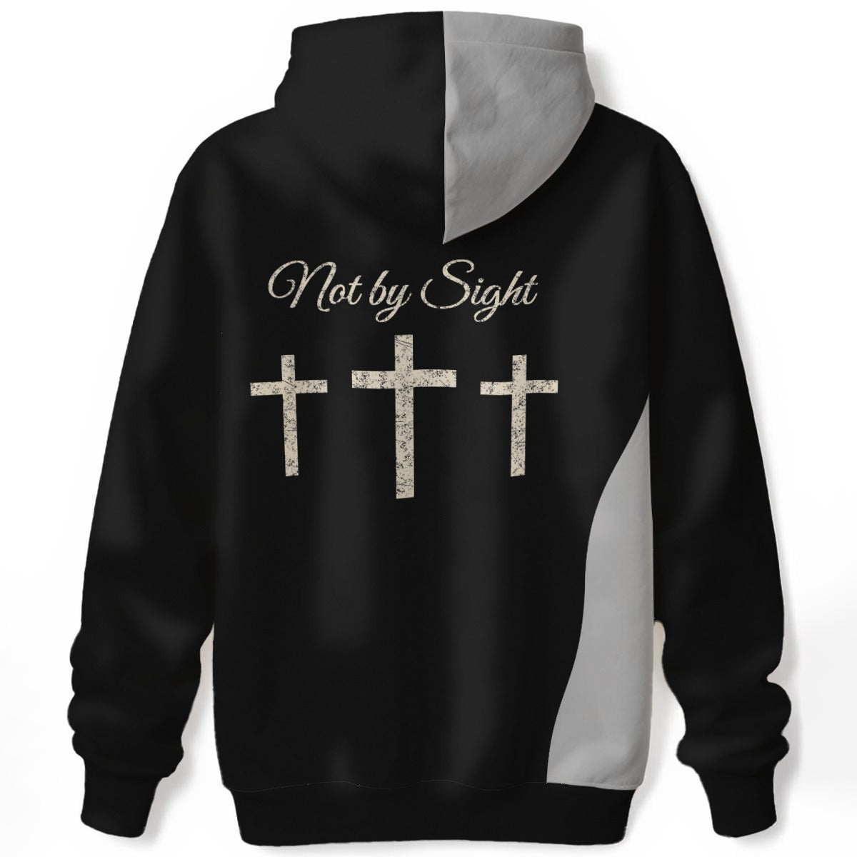 Not By Sight Two-Tone Wave Hoodie | Black/Grey