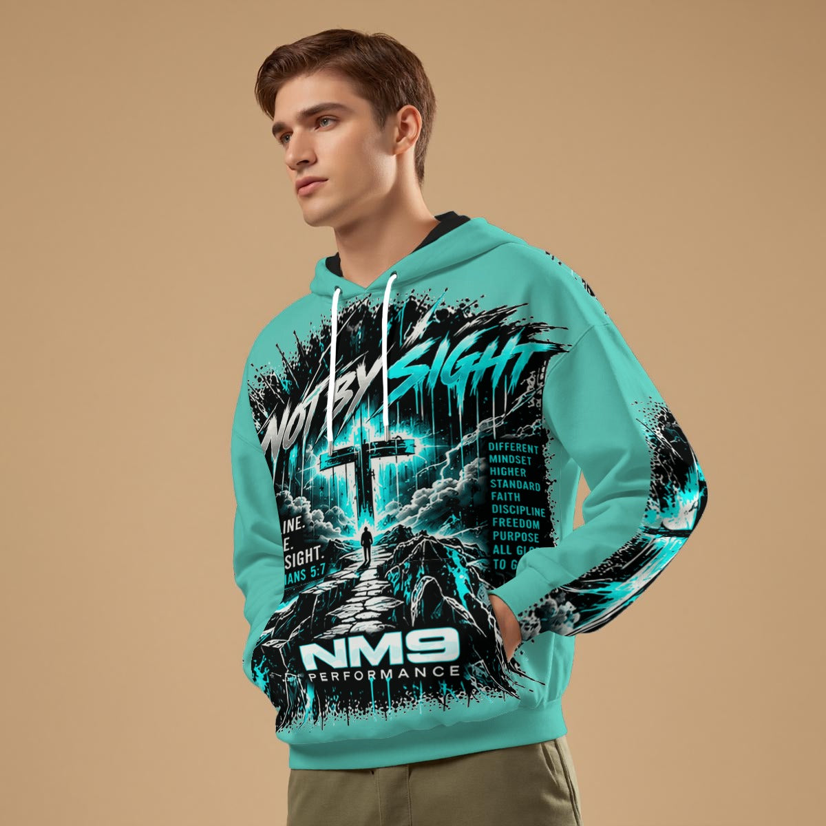 NM9 Ice Collection Hoodie | Not By Sight Series | Ice Teal