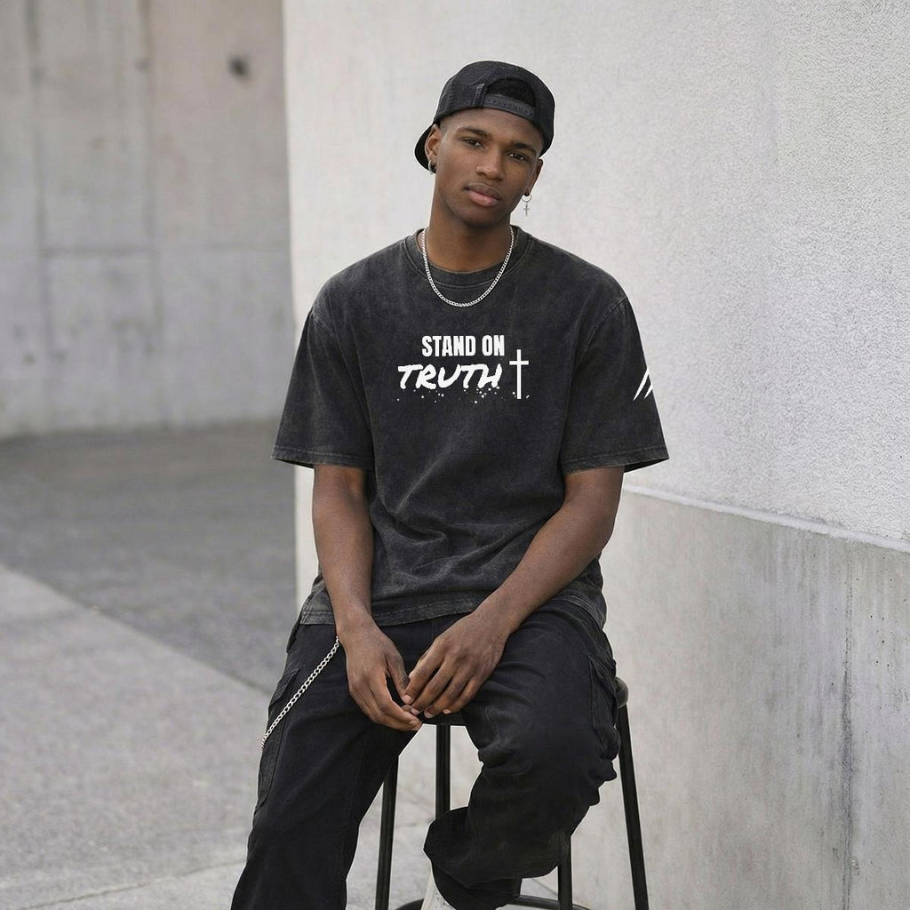 NM9 Heavyweight Tee | Stand On Truth | Black / White
