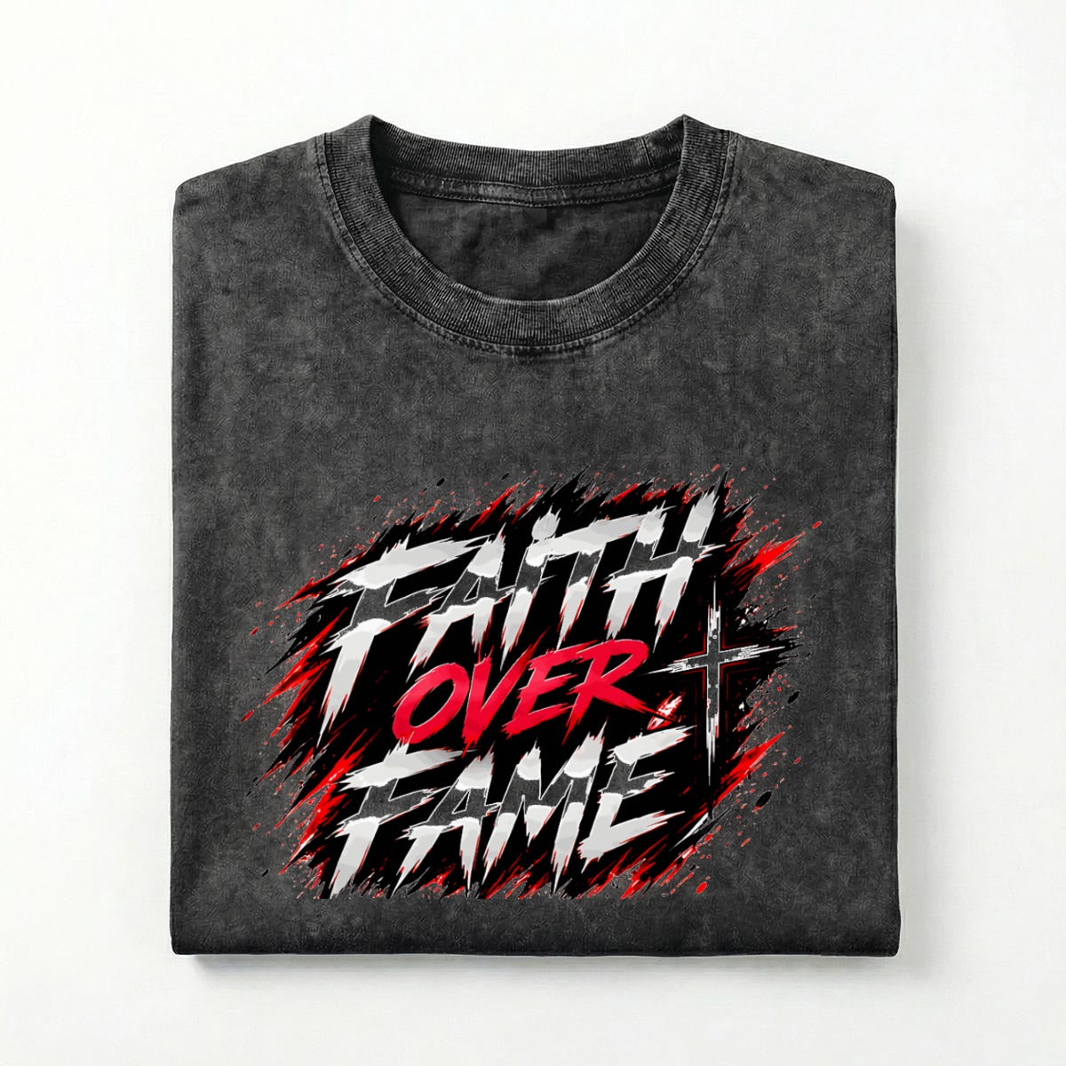 NM9 Executive Collection Heavyweight Tee | Faith Over Fame | Black