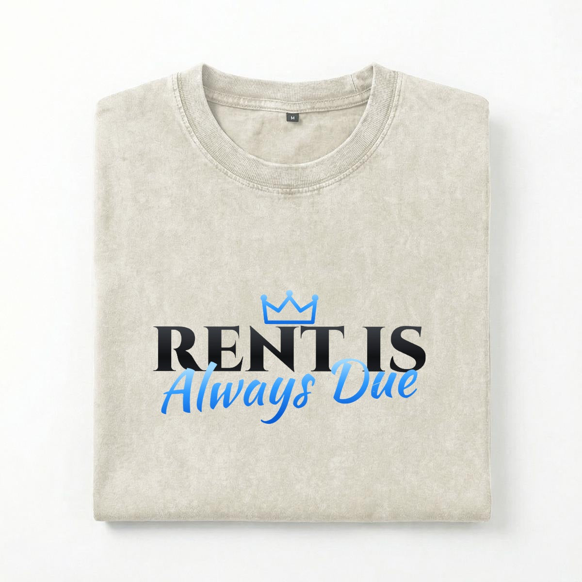 NM9 Heavyweight Tee | Rent Is Always Due | Sand / Chrome