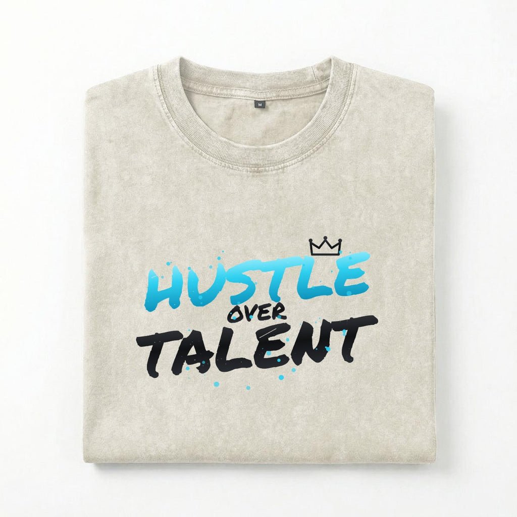 NM9 Heavyweight Tee | Hustle Over Talent | Cream / Teal / Chrome