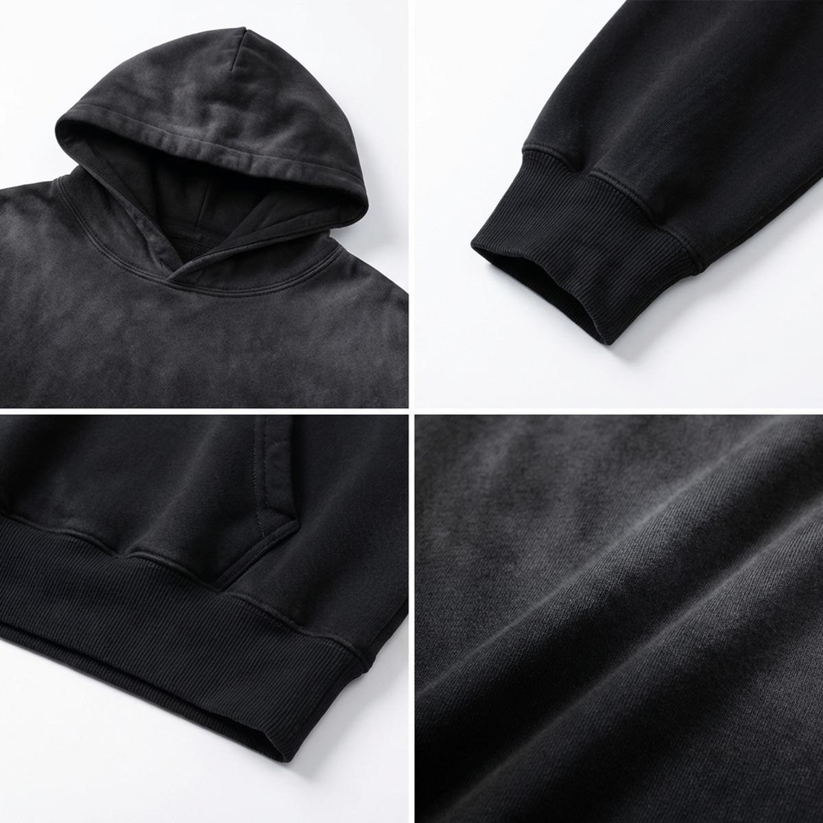 Not By Sight Heavyweight Hoodie | Praying Hands + 3 Crosses | Black