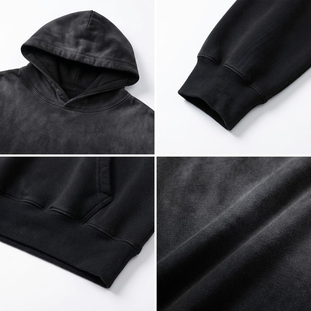 NM9 Heavyweight Hoodie | Rent Is Always Due | Black / Ice Blue