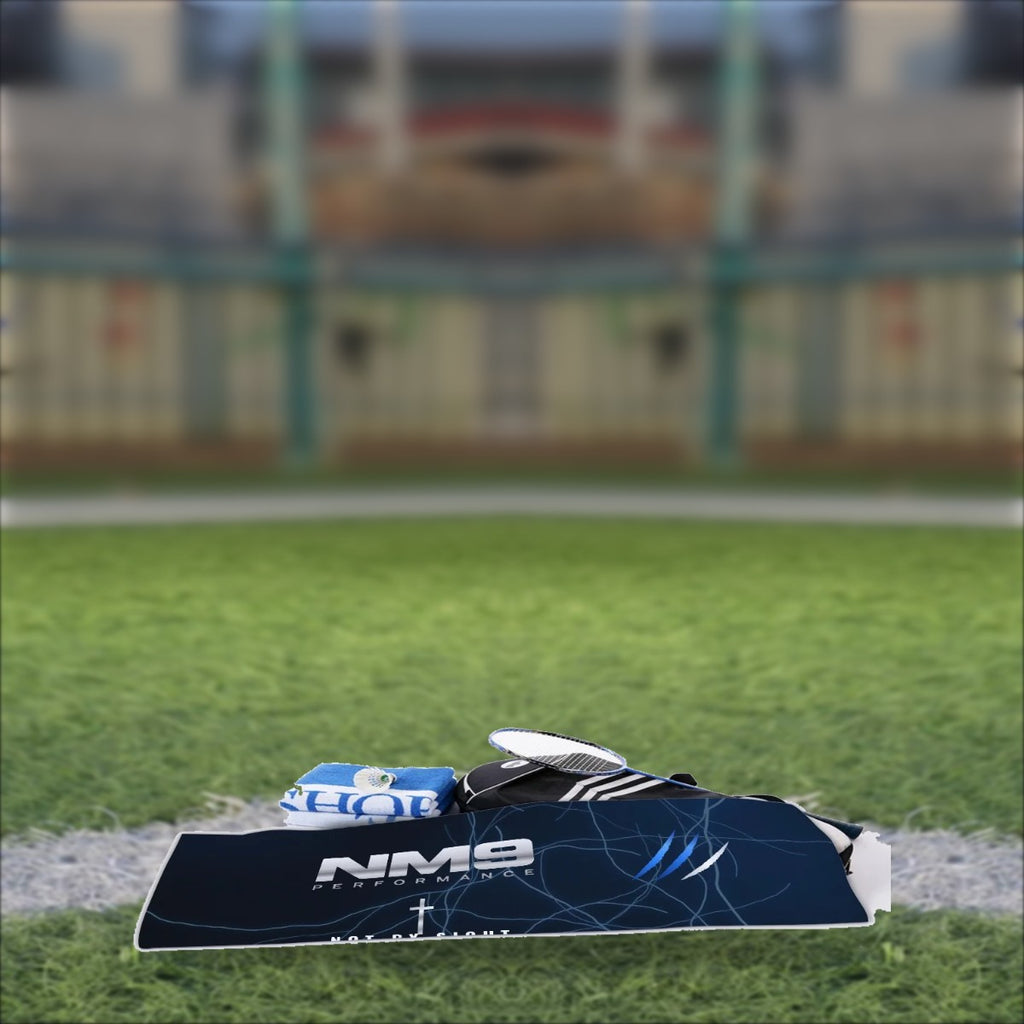 NM9 Cooling Sports Towel | Black/Blue on the field