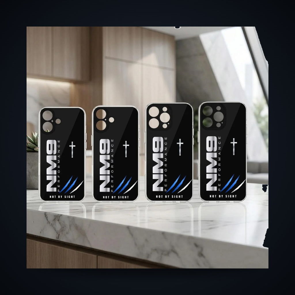 NM9 Phone Case | Black/Blue | iPhone 16 Series on black