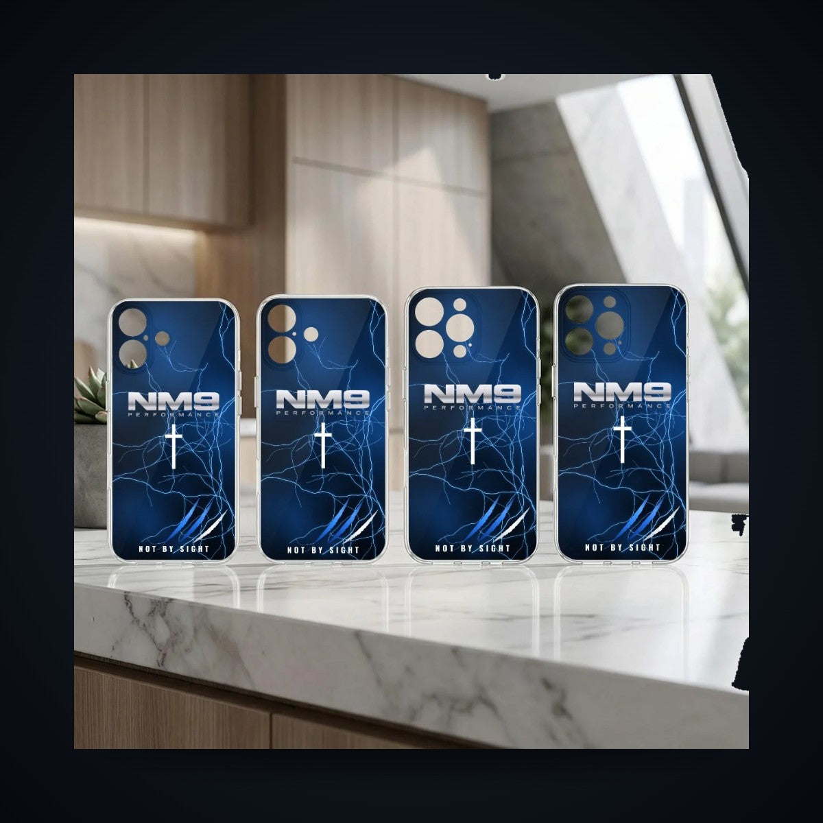 NM9 Phone Case | Blue Storm | iPhone 16 Series on black