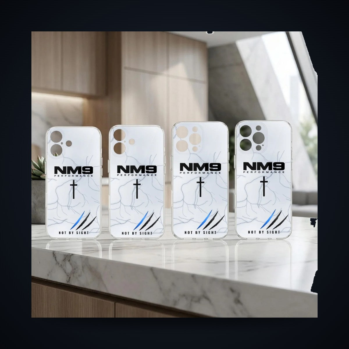 NM9 Phone Case | White Storm | iPhone 16 Series on black