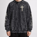 Not By Sight Crewneck | Cross + Sleeve Script | Black